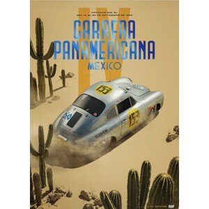 Umělecký tisk Porsche 356 SL - Past - Carrera PanAmericana - 1953, Automobilist, 50 × 70 cm