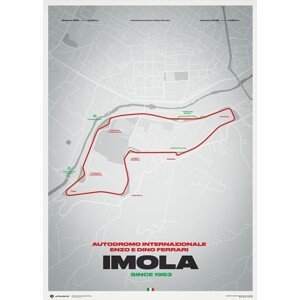 Umělecký tisk Imola Circuit – Track Evolution – Autodromo Internazionale Enzo e Dino Ferrari, Automobilist, 50 × 70 cm