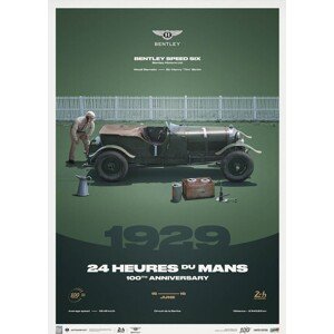 Umělecký tisk Bentley Speed Six - 24h Le Mans - 100th Anniversary - 1929, Automobilist, 50 × 70 cm