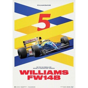 Umělecký tisk Williams Racing - Red Five - F1® World Drivers' & Constructors' Champion - 1992, Automobilist, 50 × 70 cm