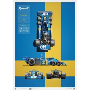 Umělecký tisk Tyrrell - P34 - Blueprint - 1976, Automobilist, 50 × 70 cm