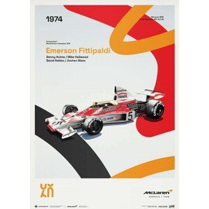 Umělecký tisk McLaren Racing - M23 - 60th Anniversary - 1974, Automobilist, 50 × 70 cm