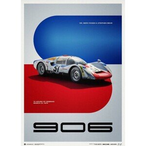 Umělecký tisk PORSCHE 906 - 12 HOURS OF SEBRING - 1970, Automobilist, 50 × 70 cm