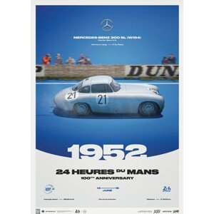 Umělecký tisk Mercedes 300 SL - 24h Le Mans - 100th Anniversary - 1952, Automobilist, 50 × 70 cm