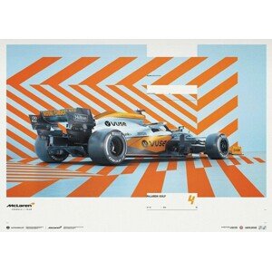 Umělecký tisk MCLAREN X GULF - HORIZONTAL - LANDO NORRIS - 2021, Automobilist, 70 × 50 cm