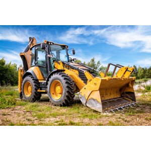 Ilustrace Yellow earth mover in construction site, ewg3D, 40 × 26.7 cm