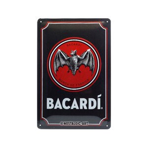 Plechová cedule Bacardi - Black Logo, 20 x 30 cm
