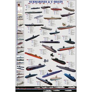 Plakát, Obraz - Submarines and U-boats, 61 × 91.5 cm