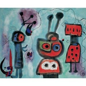 Umělecký tisk Pták s klidným pohledem na svá křídla v plamenech, 1952, Joan Miró, 80 × 60 cm