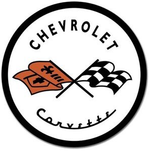 Plechová cedule CORVETTE 1953 CHEVY - Chevrolet logo, 30 × 30 cm