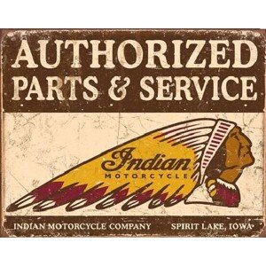 Plechová cedule Indian motorcycles - Authorized Parts and Service, 40 × 31.5 cm