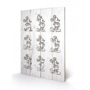 Dřevěný obraz Myšák Mickey (Mickey Mouse) - Sketched - Multi, 40 × 59 cm
