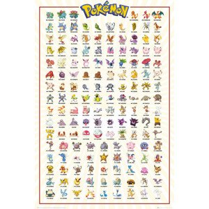 Plakát, Obraz - Pokémon - Kanto 151, 61 × 91.5 cm
