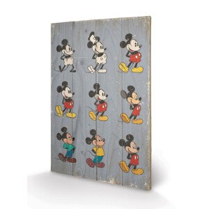 Dřevěný obraz Myšák Mickey (Mickey Mouse) - Evolution, 40 × 59 cm