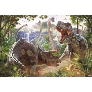 Plakát, Obraz - David Penfound - Dinosaur Battle, 91.5 × 61 cm