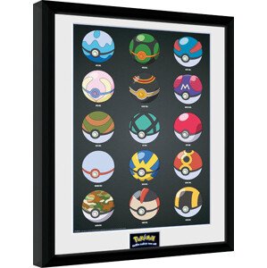 Obraz na zeď - Pokemon - Pokeballs, 34 × 44.2 cm