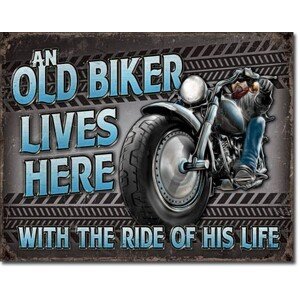 Plechová cedule Old Biker - Ride, 42 × 30 cm