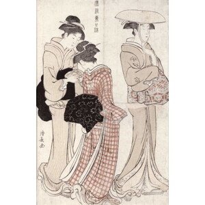 Obrazová reprodukce Young woman wearing a wide straw hat, Torii Kiyonaga, 26.7 × 40 cm