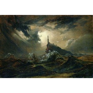 Obrazová reprodukce Stormy sea with Lighthouse, Karl Blechen, 40 × 26.7 cm