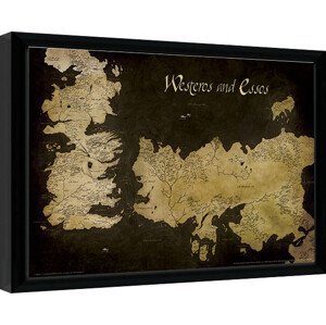 Obraz na zeď - Hra o Trůny (Game of Thrones) - Westeros and Essos Antique Map, 40 × 30 cm
