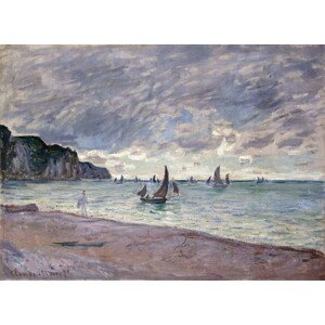 Obrazová reprodukce Fishing Boats in front of the Beach and Cliffs of Pourville, Monet, Claude, 40 × 30 cm