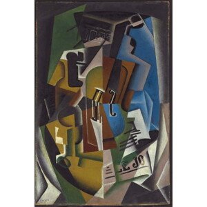 Obrazová reprodukce Violin and Newspaper, Gris, Juan, 26.7 × 40 cm