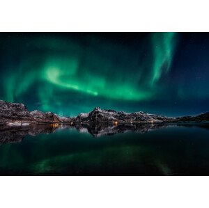 Fotografie Lofoten Aurora Reflection, Javier de la, 40 × 26.7 cm