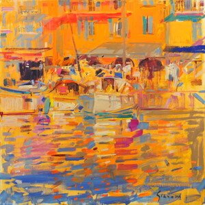 Obrazová reprodukce Boats in Harbour, Saint-Tropez, Graham, Peter, 40 × 40 cm