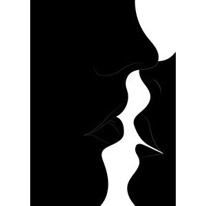 Ilustrace Just a little kiss black, Nordic Creators, 30 × 40 cm