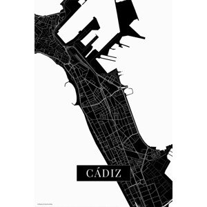 Mapa Cadiz black, 26.7 × 40 cm