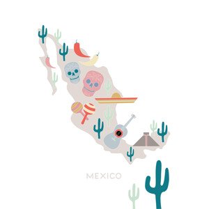 Mapa Mexico Map No 1, Studio Collection, 26.7 × 40 cm