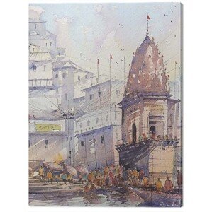 Obraz na plátně Rajan Dey - Varanashi Ghat, India, 2 - 60×80 cm