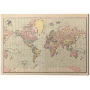 Obraz na plátně Stanfords - New Library Chart of the World, 2 - 80×60 cm