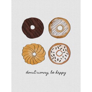 Ilustrace Donut Worry Be Happy, Orara Studio, 30 × 40 cm