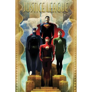 Umělecký tisk Justice League - Gold Border, 26.7 × 40 cm