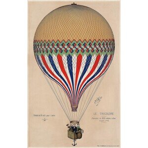 Plakát, Obraz - E. Hamelin - Heißluftballon Le Tricolore, 61 × 91.5 cm