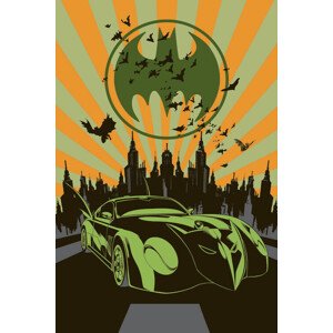 Umělecký tisk Batmobile in Gotham, 26.7 × 40 cm