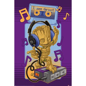 Plakát, Obraz - Strážci Galaxie - Groot Cassette, 61 × 91.5 cm