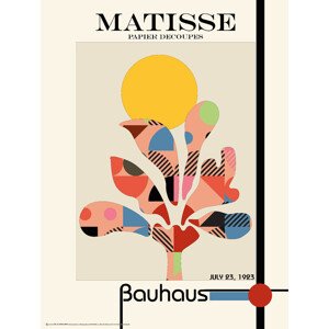 Plakát, Obraz - Matisse papier decoupes with abstract colorful Bauhaus pattern , 45 × 60 cm
