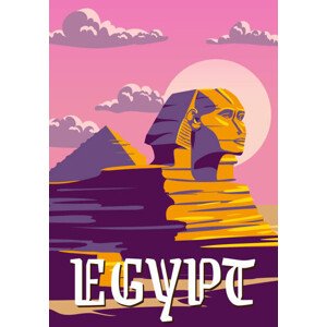 Ilustrace Vintage Poster Ancient Sphinx, Egypt Pharaoh, VectorUp, 26.7 × 40 cm