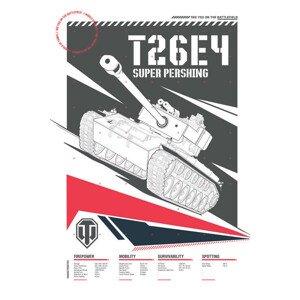 Ilustrace World of Tanks - Super Pershing, WOT, 26.7 × 40 cm