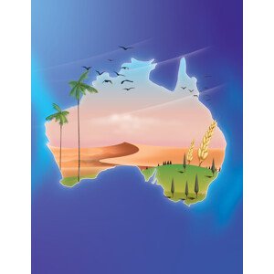 Ilustrace Australia Map, Nicholas, 30 × 40 cm