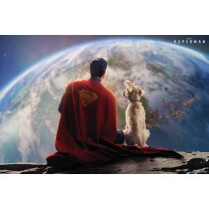Umělecký tisk Superman 2025 - Superman and Krypto on the Moon, 40 × 26.7 cm